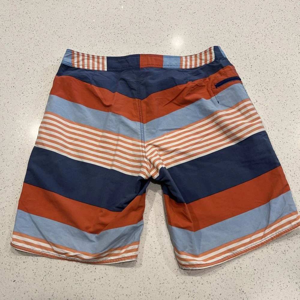 Patagonia Mens 36 Board Shorts Striped Swim Trunks Worn Wear Multicolor